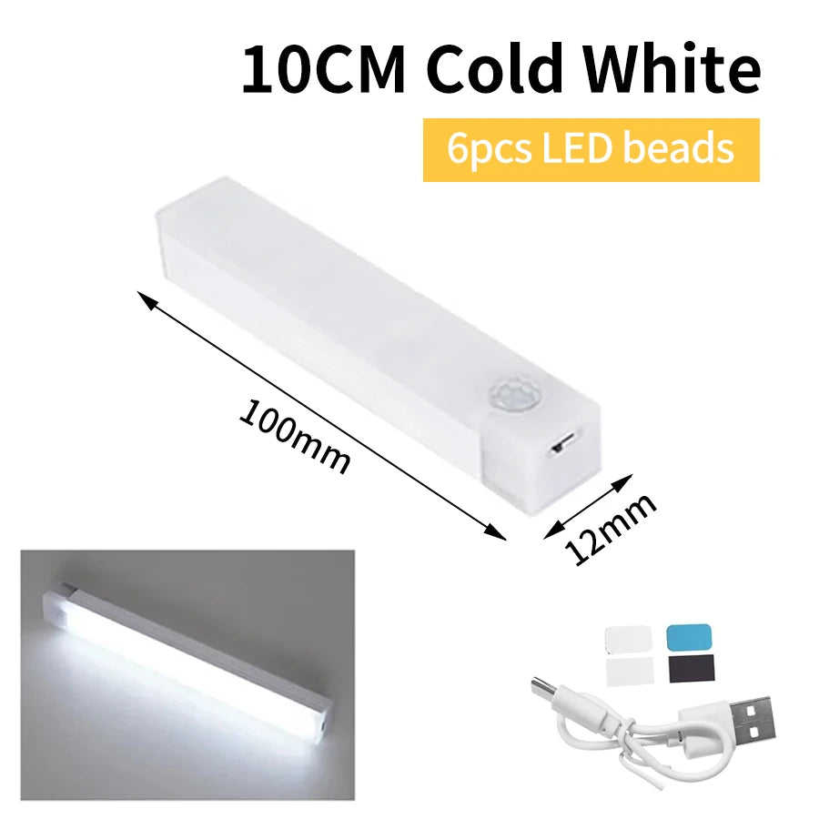 Motion Sensor LED Cabinet Light Rechargeable Induction Night Light Wireless Portable Detector Lamp Kitchen Staircase Backlight