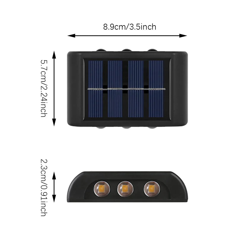 6LED Solar Wall Lights | Outdoor Waterproof Up & Down Lamp for Garden | Patio | Yard | Balcony Deco