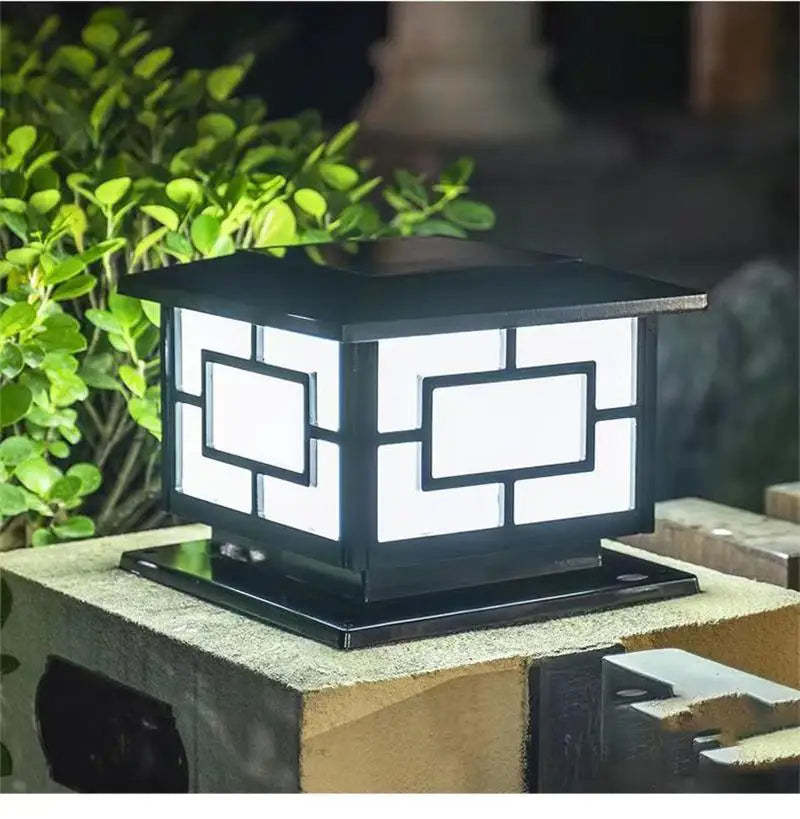 Timed LED Solar Outdoor Light Pillar Solar Lights Waterproof Thick Garden Pathway Parking Yard Outdoor Decor Lamp RC Solar Light