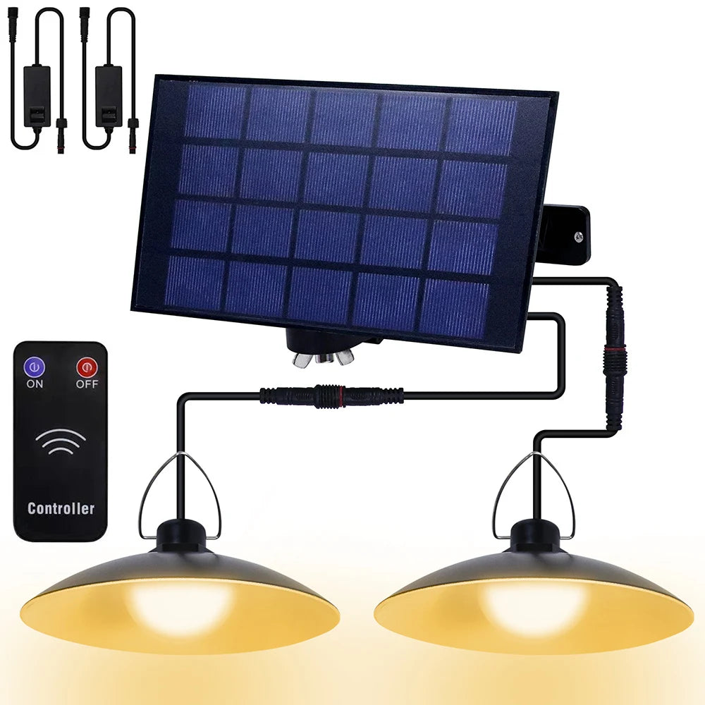 1/2/3/4Head Solar LED Pendant Light Remote Control Outdoor Indoor Solar Lamp Waterproof Security Lighting For Garden Porch Patio