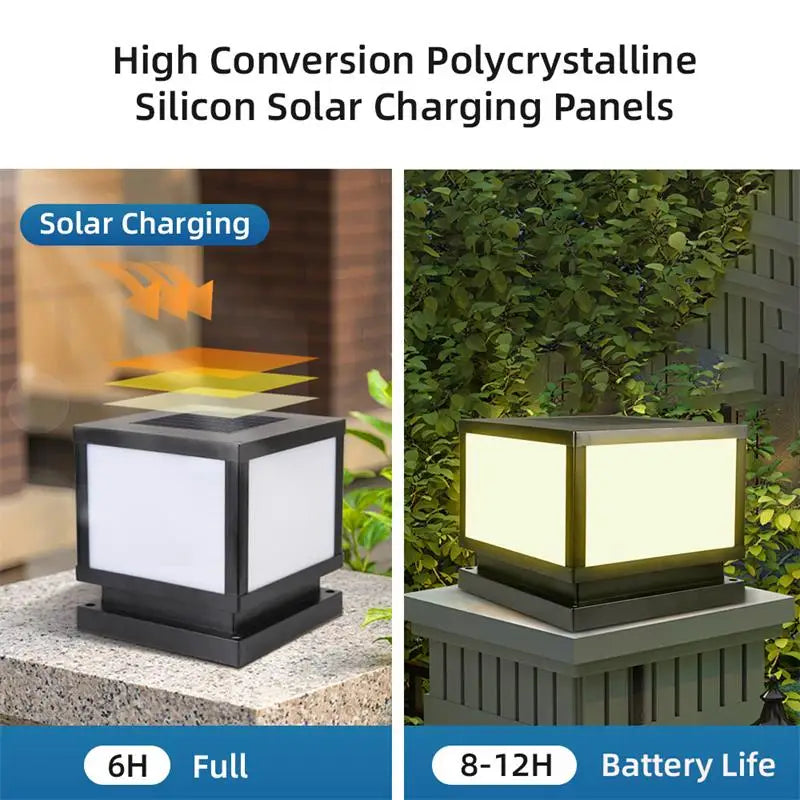 Timed LED Solar Outdoor Light Pillar Solar Lights Waterproof Thick Garden Pathway Parking Yard Outdoor Decor Lamp RC Solar Light