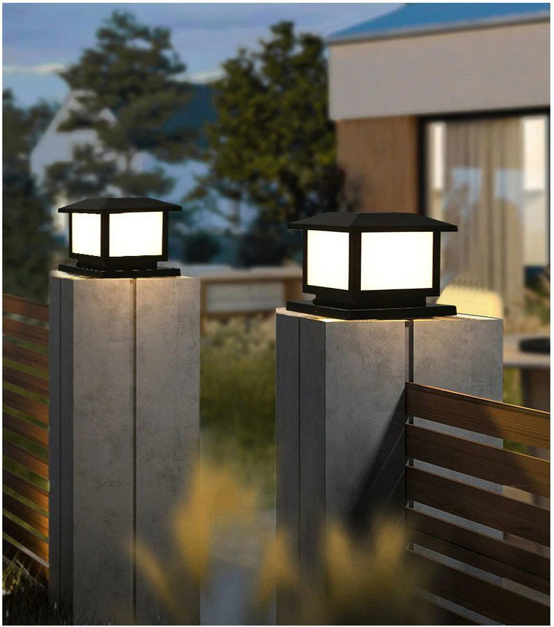 Timed LED Solar Outdoor Light Pillar Solar Lights Waterproof Thick Garden Pathway Parking Yard Outdoor Decor Lamp RC Solar Light