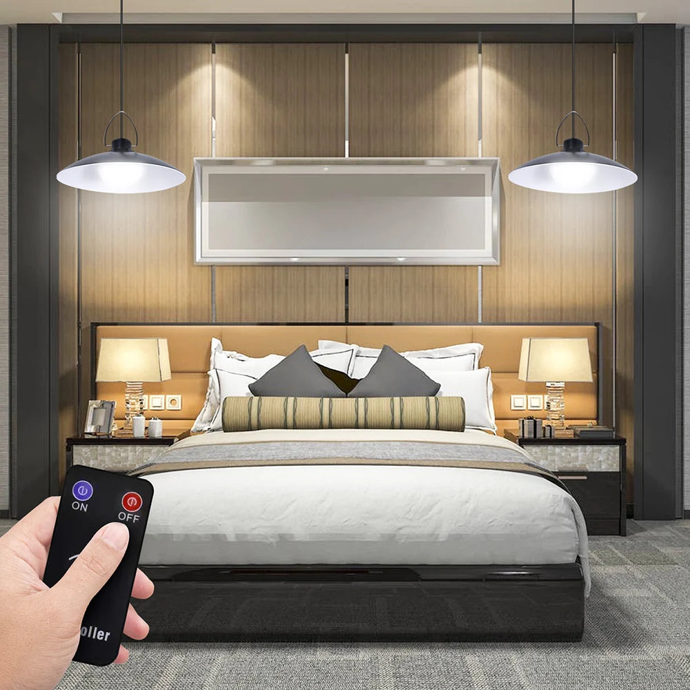 1/2/3/4Head Solar LED Pendant Light Remote Control Outdoor Indoor Solar Lamp Waterproof Security Lighting For Garden Porch Patio