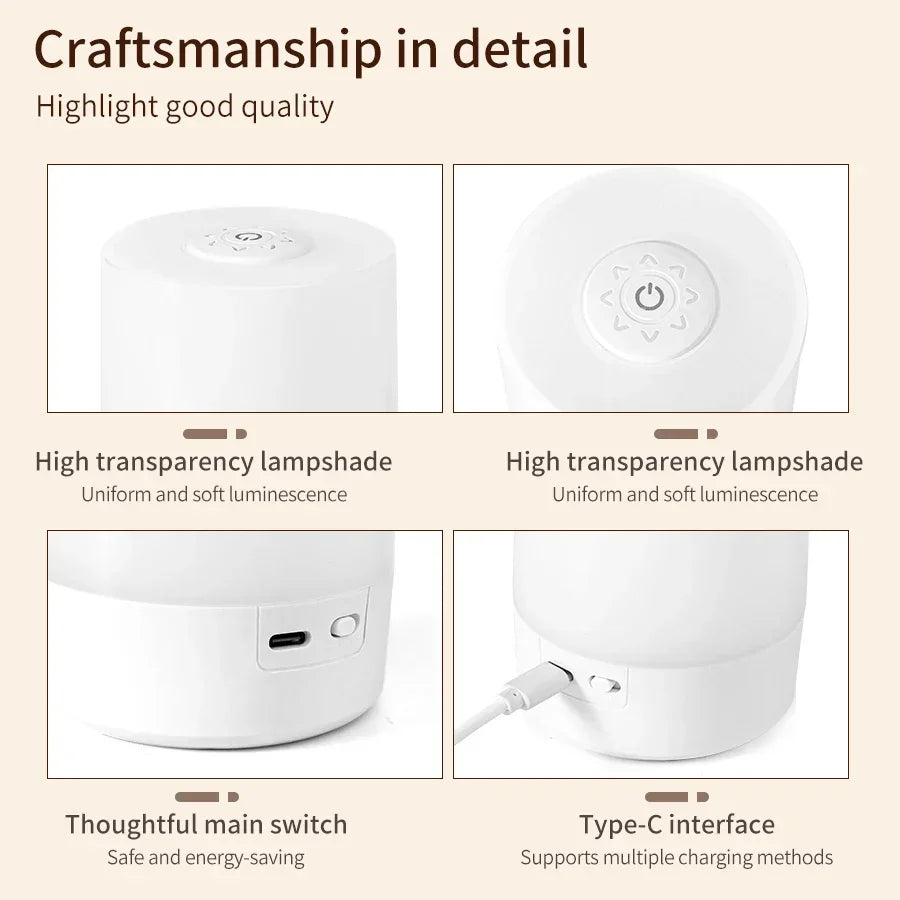 Touch Led Night Lights Dimmable Bedside Desktop lampe led Rechargeable Reading Table Lamps Bedroom Lighting living room decor
