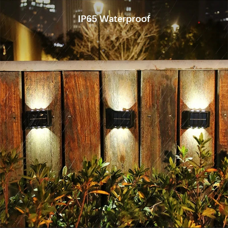 6LED Solar Wall Lights | Outdoor Waterproof Up & Down Lamp for Garden | Patio | Yard | Balcony Deco