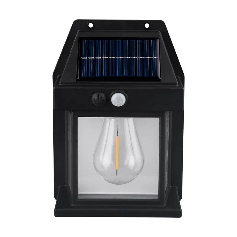 Solar-Powered Waterproof Outdoor Wall Light with Motion Sensor Tungsten Filament Garden Yard Decoration LED Lamp 3 Modes 1-4Pcs