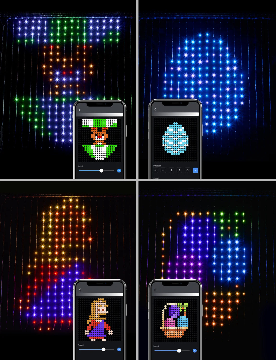 400LEDs Smart Curtain Lights Bluetooth App LED String RGB Fairy Lights DIY Music Change Display for Window Bedroom Decoration