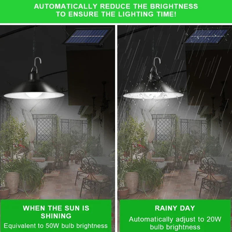 Solar Pendant Light Outdoor Waterproof LED Lamp Double-head Chandelier Decorations with Remote Control for Indoor Shed Barn Room