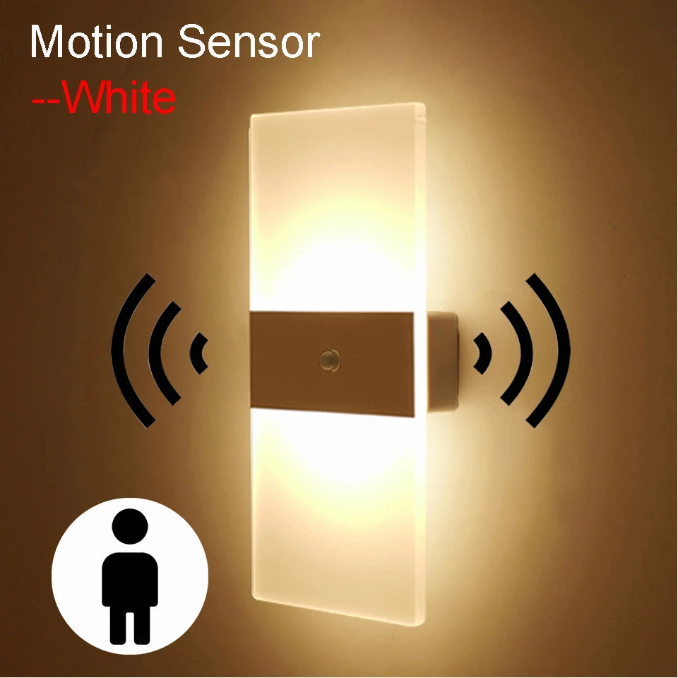 USB Rechargeable LED Wall Lamp – Touch & Motion Sensor Night Light