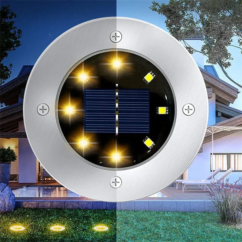IP68 LED Outdoor Solar Power Ground Light Solar Path Deck Lights Underground Light Yard Driveway Lawn Garden Decor Lighting