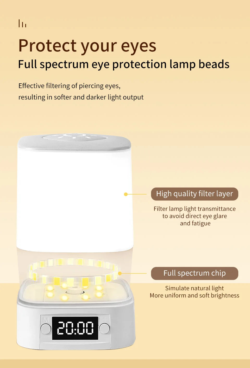 Portable Led Night Light with Clock Time Display Rechargeable Remote Control for Bedroom Bedside Table Lamp Baby Nursery Reading