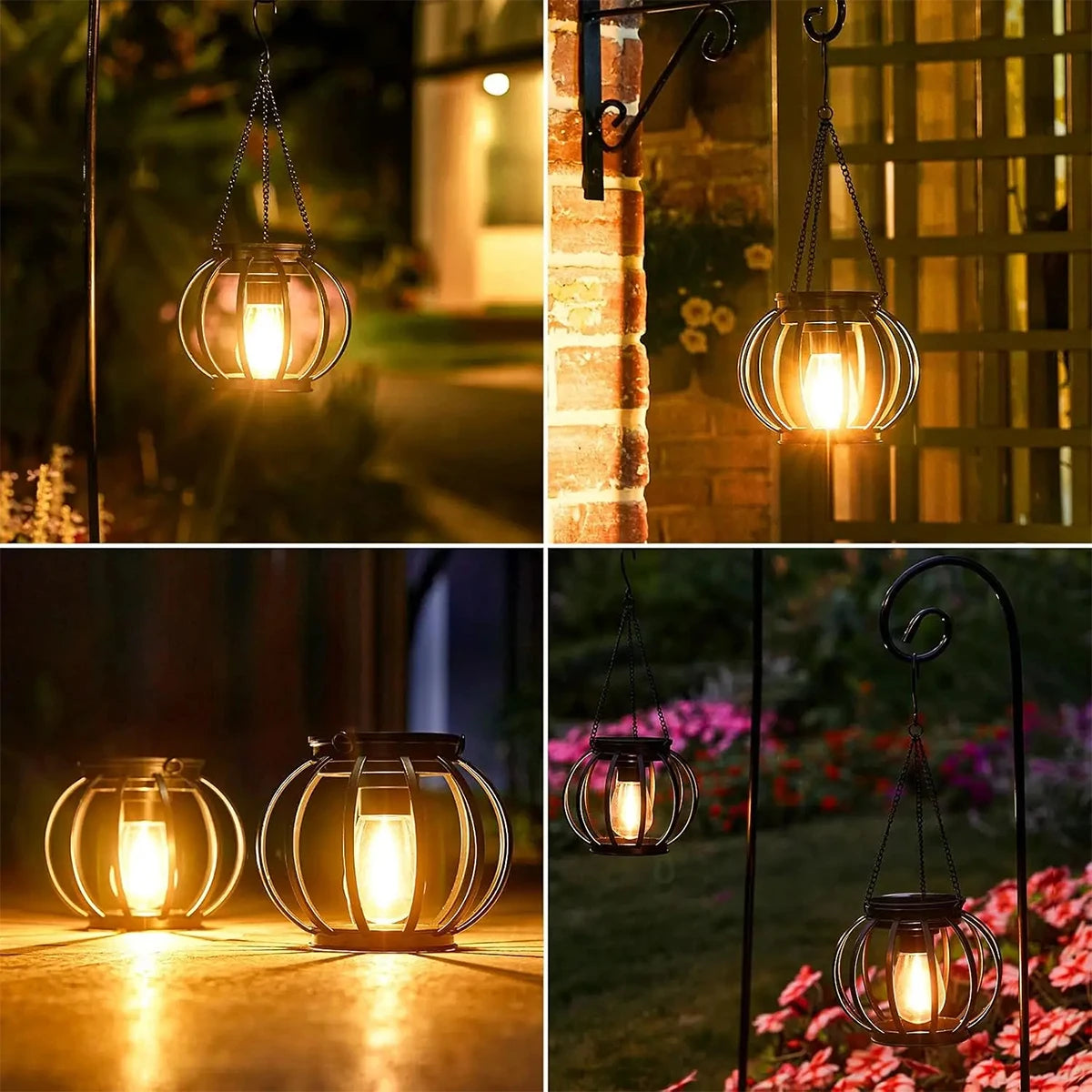 Solar Lantern Led Light 3000k Garden Lamps Auto On/off Sensor Lights Outdoor Waterproof Patio Yard Decoraiton Decoration Hanging