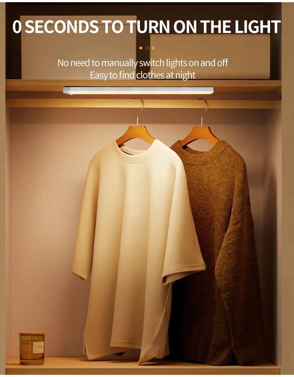 Motion Sensor LED Cabinet Light Rechargeable Induction Night Light Wireless Portable Detector Lamp Kitchen Staircase Backlight