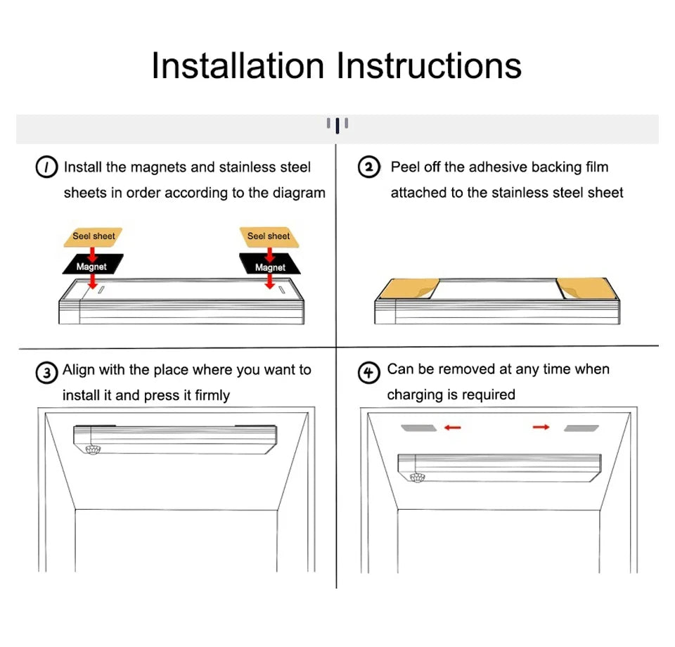 Motion Sensor LED Cabinet Light Rechargeable Induction Night Light Wireless Portable Detector Lamp Kitchen Staircase Backlight