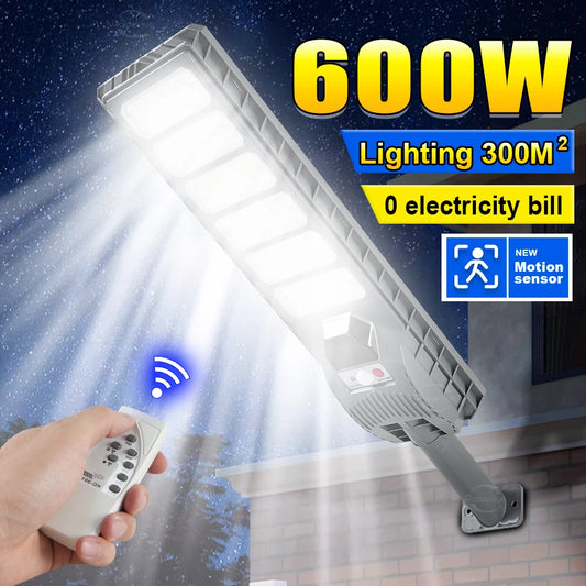 Newest 600W LED Outdoor Solar Lights Motion Sensor Wall External Solar Lamp Waterproof Sunlight Power Street Garden Light