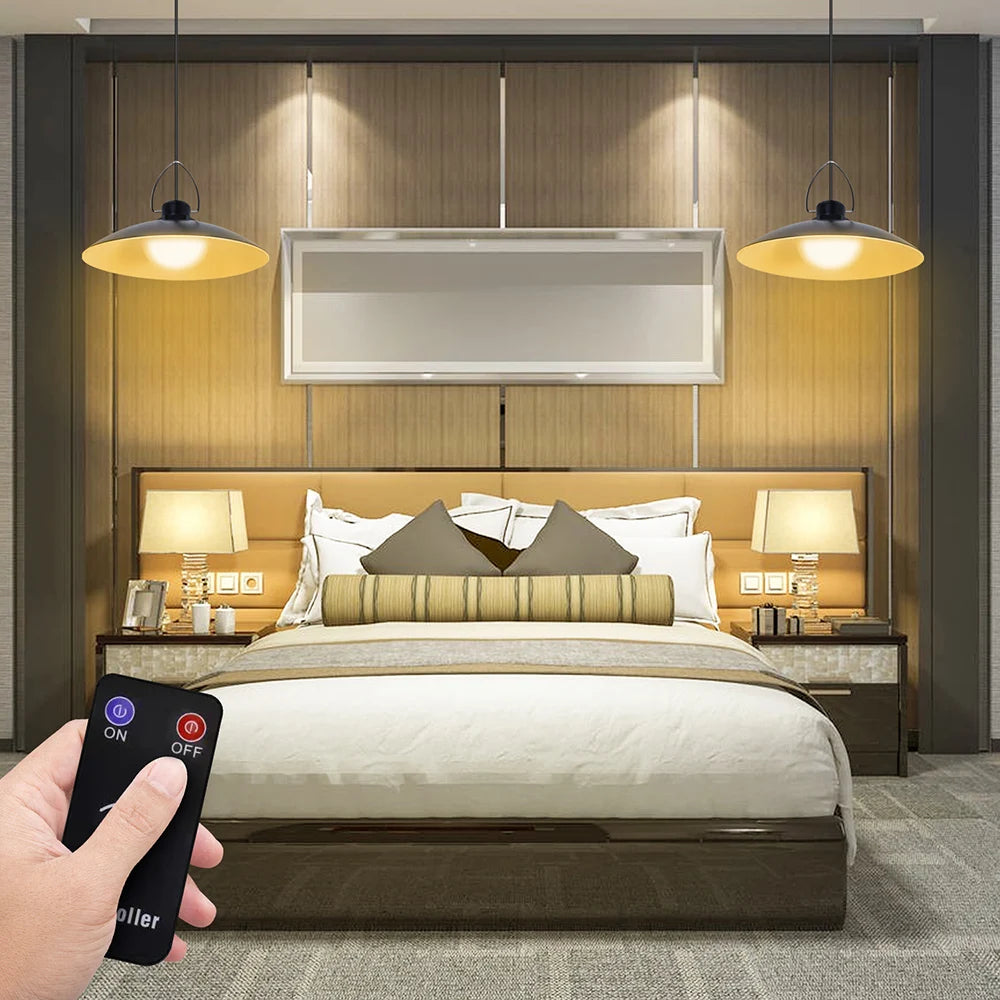 1/2/3/4Head Solar LED Pendant Light Remote Control Outdoor Indoor Solar Lamp Waterproof Security Lighting For Garden Porch Patio