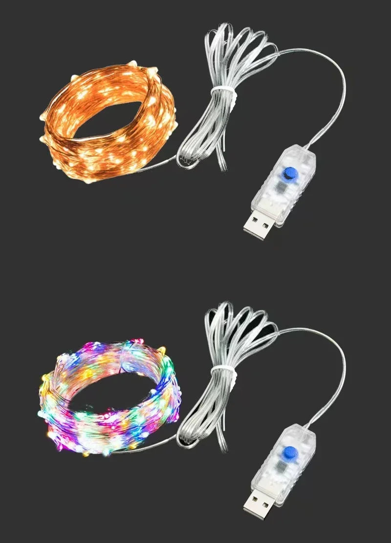 LED Fairy Lights USB Power String Lights Christmas Garland For New Year Wedding Party Tree Garden Terrace Decoration  8 Function