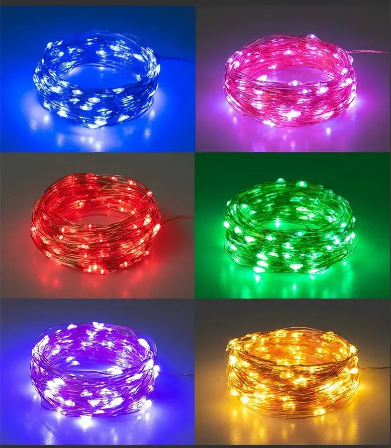 LED Fairy Lights USB Power String Lights Christmas Garland For New Year Wedding Party Tree Garden Terrace Decoration  8 Function