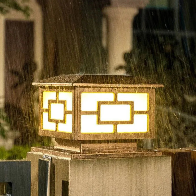 Timed LED Solar Outdoor Light Pillar Solar Lights Waterproof Thick Garden Pathway Parking Yard Outdoor Decor Lamp RC Solar Light