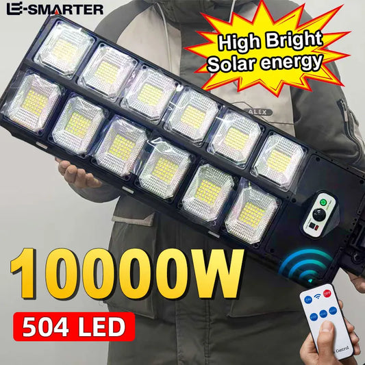 20000LM Solar Lights Outdoor External Solar Lamp with Motion Sensor Remote Control Solar Powered Spotlight Lamp Wall Street Lamp