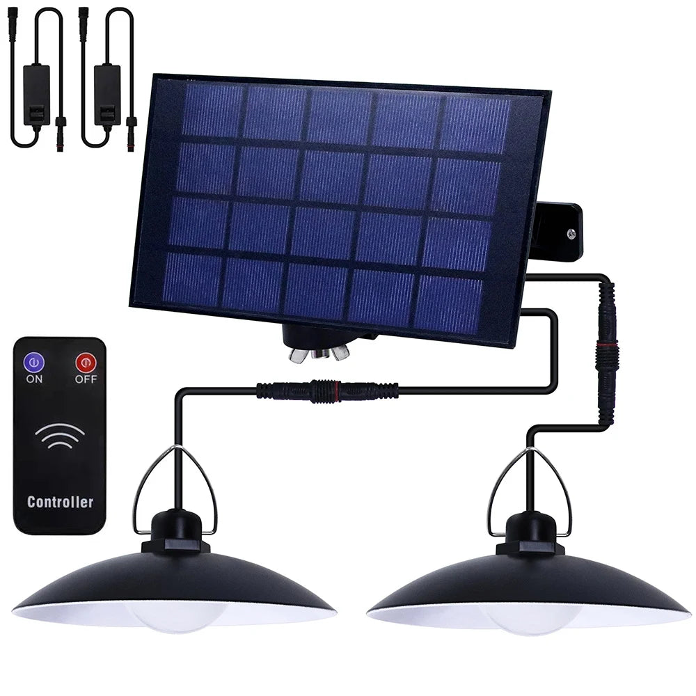 1/2/3/4Head Solar LED Pendant Light Remote Control Outdoor Indoor Solar Lamp Waterproof Security Lighting For Garden Porch Patio
