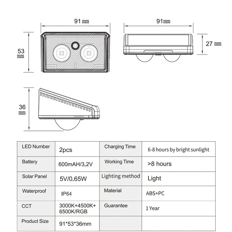Solar Wall Lights  Outdoor LED Fence Light  RGB Solar Garden Wall Lights  IP65 Waterproof for Courtyard Decoration Light