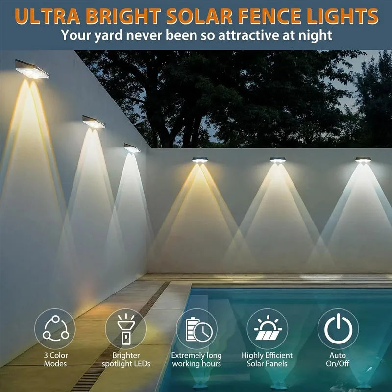 Solar Wall Lights  Outdoor LED Fence Light  RGB Solar Garden Wall Lights  IP65 Waterproof for Courtyard Decoration Light