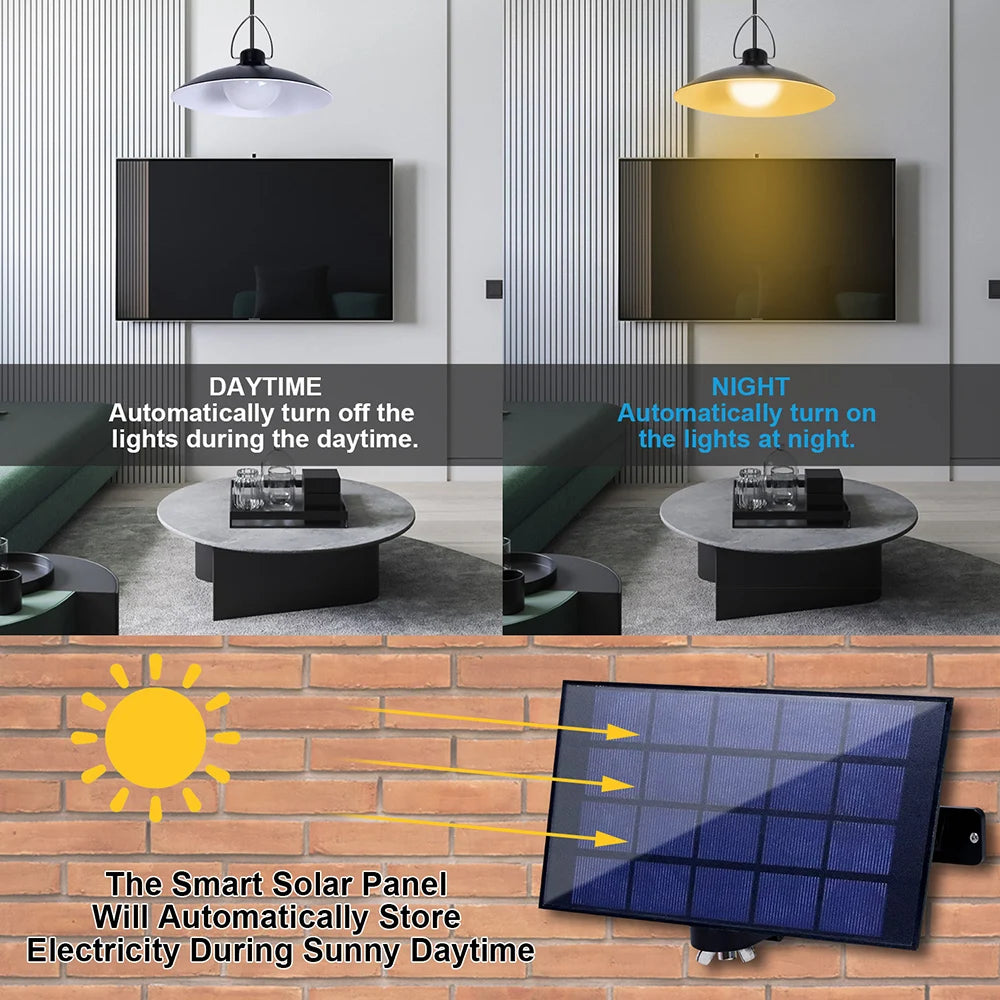 1/2/3/4Head Solar LED Pendant Light Remote Control Outdoor Indoor Solar Lamp Waterproof Security Lighting For Garden Porch Patio