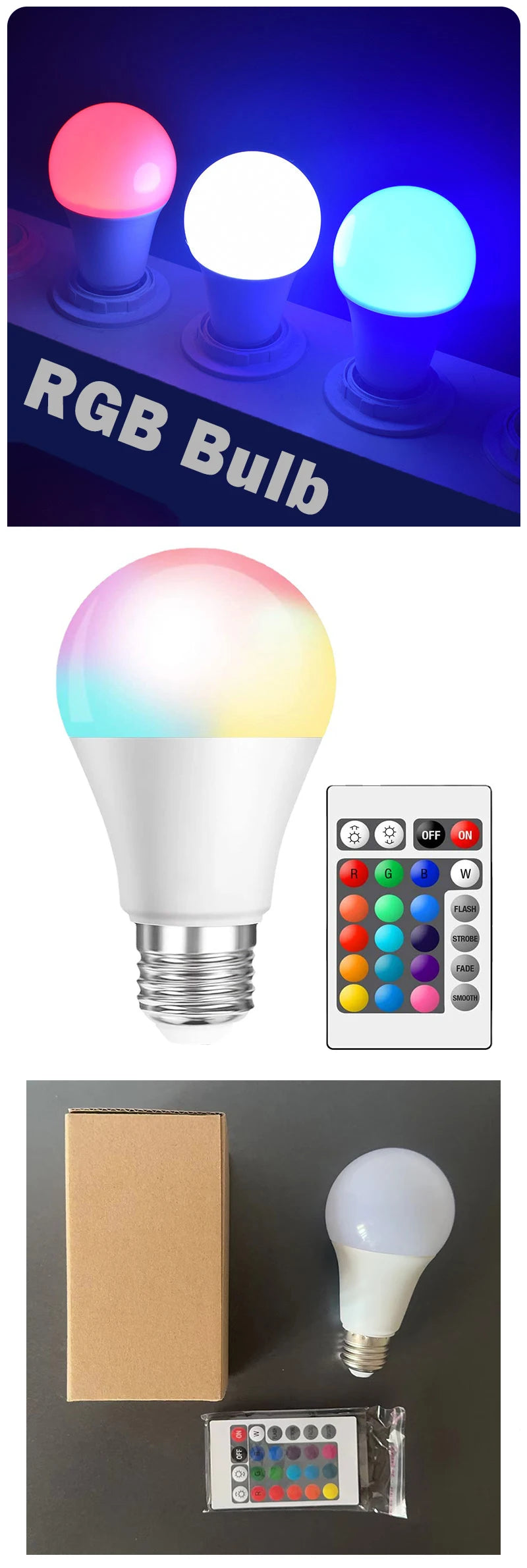 16 RGB LED Light Bulb 16 Colors with Remote | E27 Dimmable 220V Mood Lighting