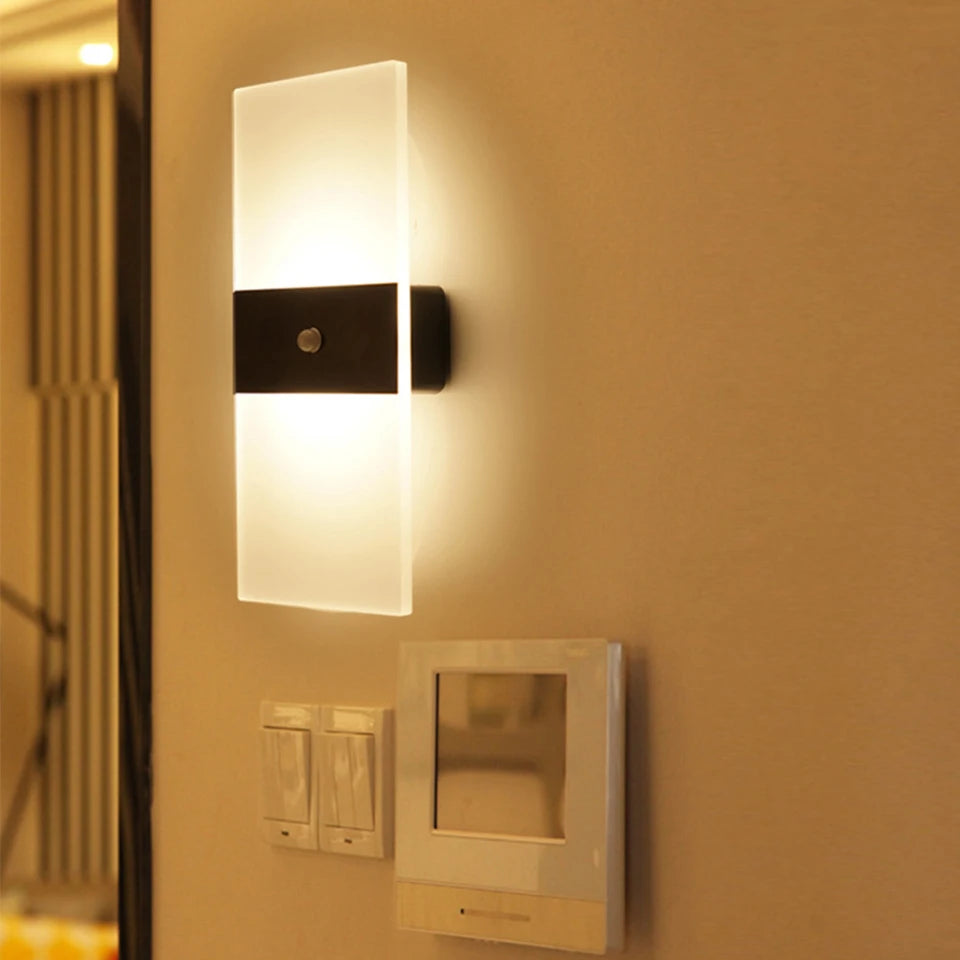 USB Rechargeable LED Wall Lamp – Touch & Motion Sensor Night Light