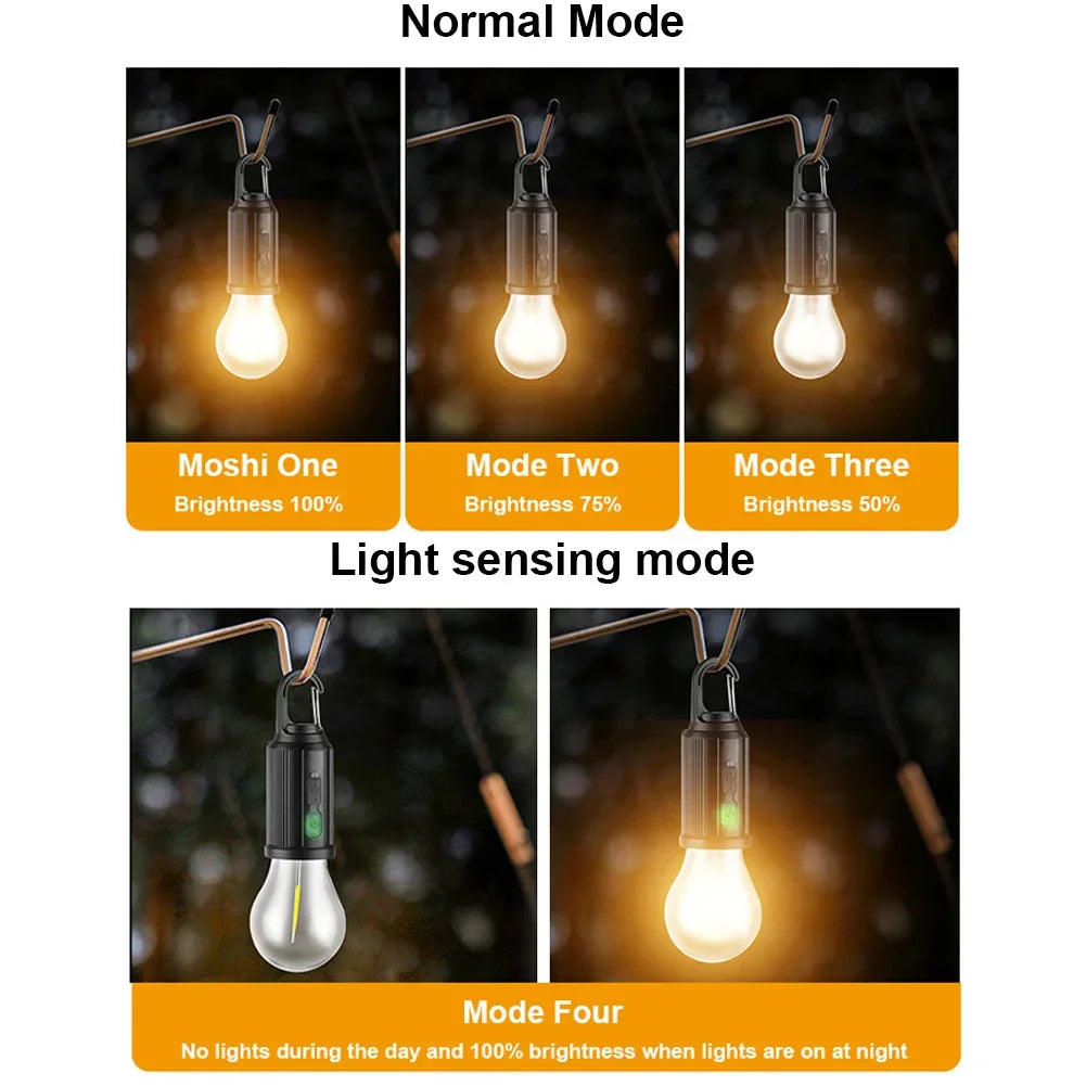 Solar Powered LED Camping Lamp USB Charging LED Lighting Lantern Waterproof Portable Handheld Lamp 100LM for Outdoor BBQ Camping
