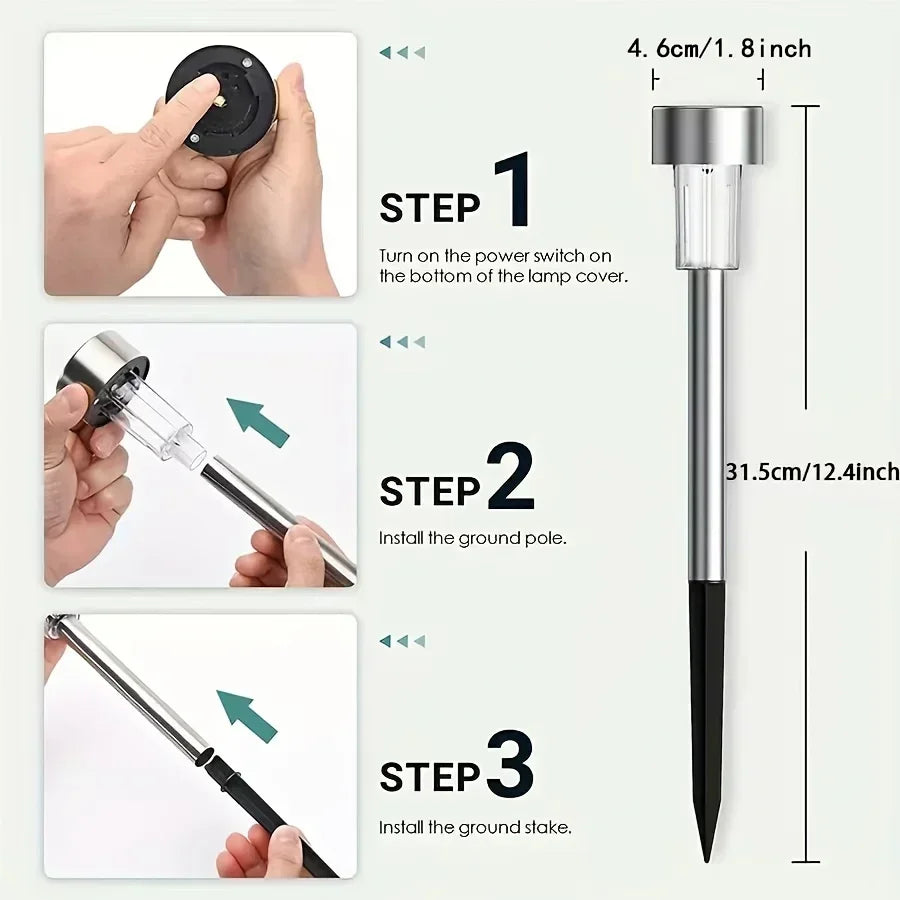 Outdoor Solar Lights Garden Lamp Solar Powered Waterproof Landscape Path LED Light for Yard Backyard Lawn Patio Decorative