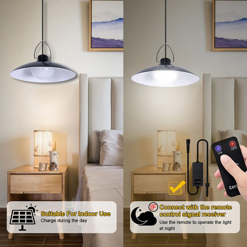 1/2/3/4Head Solar LED Pendant Light Remote Control Outdoor Indoor Solar Lamp Waterproof Security Lighting For Garden Porch Patio