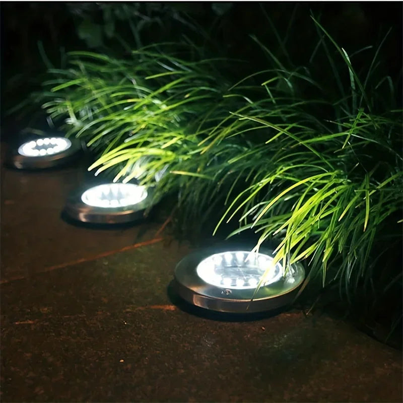 IP68 LED Outdoor Solar Power Ground Light Solar Path Deck Lights Underground Light Yard Driveway Lawn Garden Decor Lighting