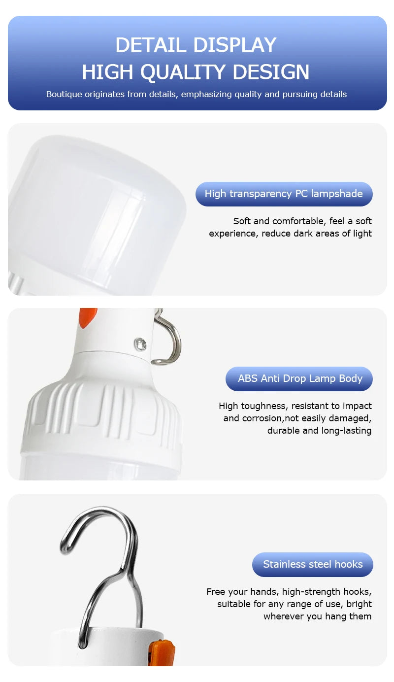 Rechargeable LED Camping Lanterns | Portable Indoor/Outdoor | Emergency Lights with Hook