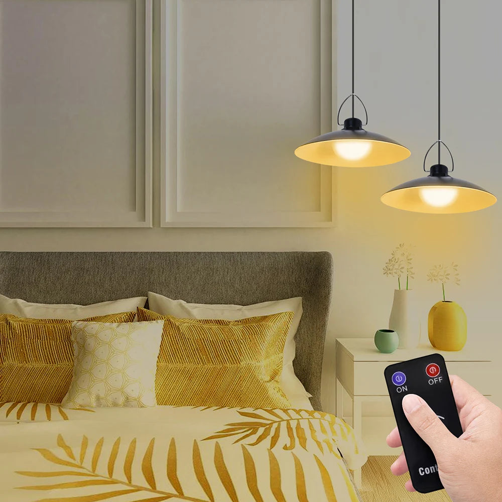 1/2/3/4Head Solar LED Pendant Light Remote Control Outdoor Indoor Solar Lamp Waterproof Security Lighting For Garden Porch Patio