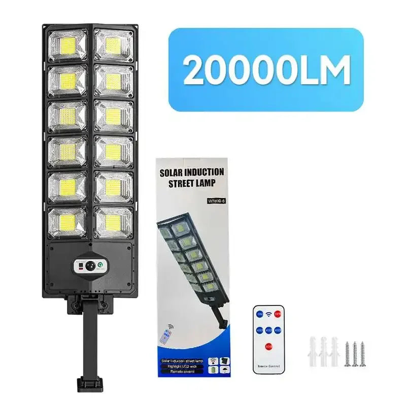 20000LM Solar Lights Outdoor External Solar Lamp with Motion Sensor Remote Control Solar Powered Spotlight Lamp Wall Street Lamp