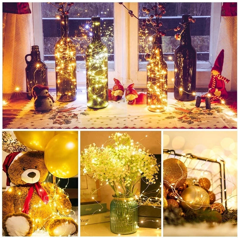 1/5/10pcs Fairy Lights String Button Battery Light Home Decor Living Bedroom Garden Christmas Wedding New Year Ornament Garland
