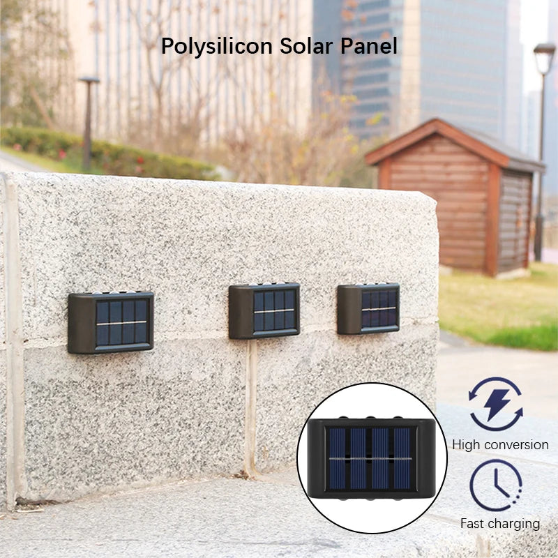 6LED Solar Wall Lights | Outdoor Waterproof Up & Down Lamp for Garden | Patio | Yard | Balcony Deco