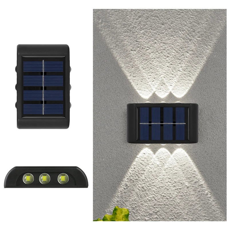 6LED Solar Wall Lights | Outdoor Waterproof Up & Down Lamp for Garden | Patio | Yard | Balcony Deco