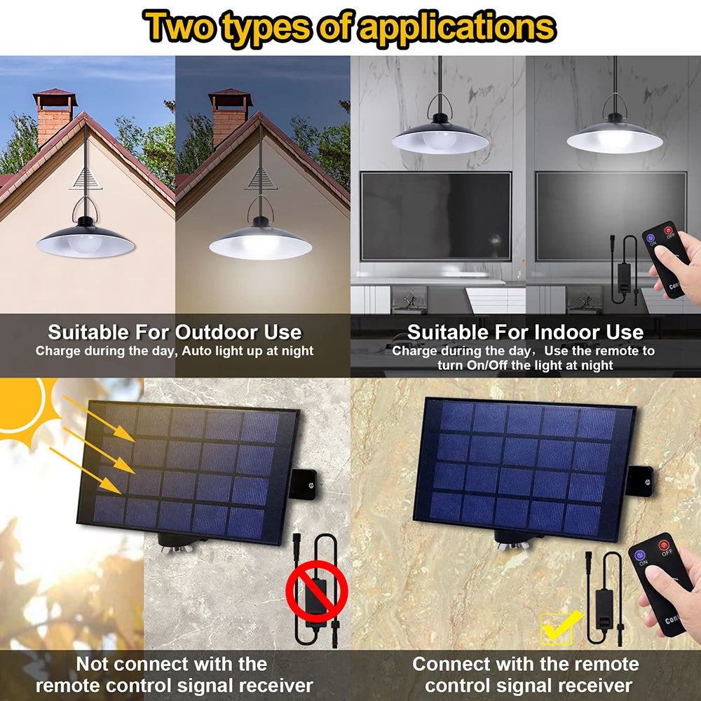 1/2/3/4Head Solar LED Pendant Light Remote Control Outdoor Indoor Solar Lamp Waterproof Security Lighting For Garden Porch Patio