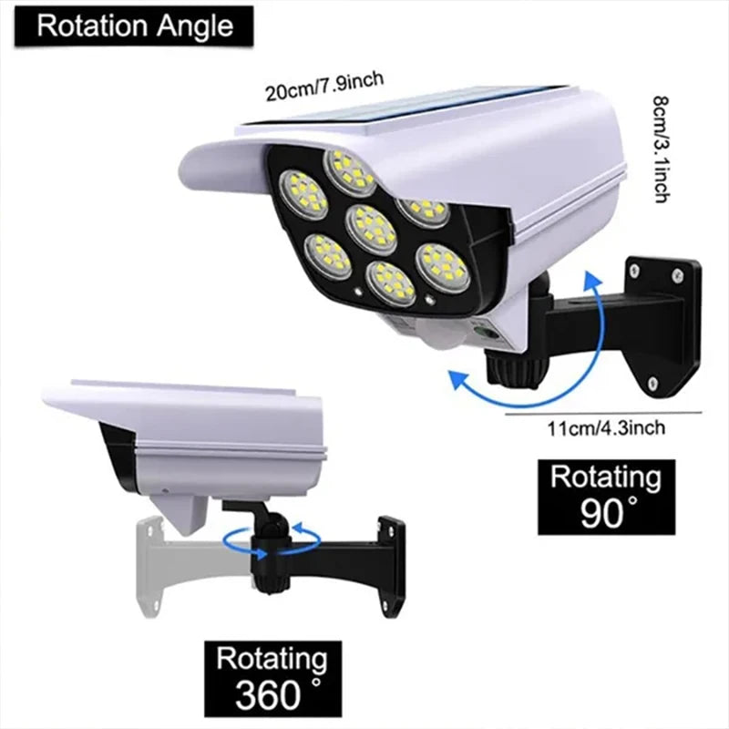 77LED Solar Motion Sensor Security Light Outdoor Dummy Camera Wireless Flood Light Waterproof Lamp For Home Garden,1/2/3PCS