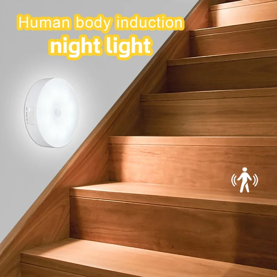 Motion Sensor Light USB Rechargeable Night Light LED Lamp for Kitchen Bedroom Stairs Hallway Cabinet Closet Wardrobe Nightlight