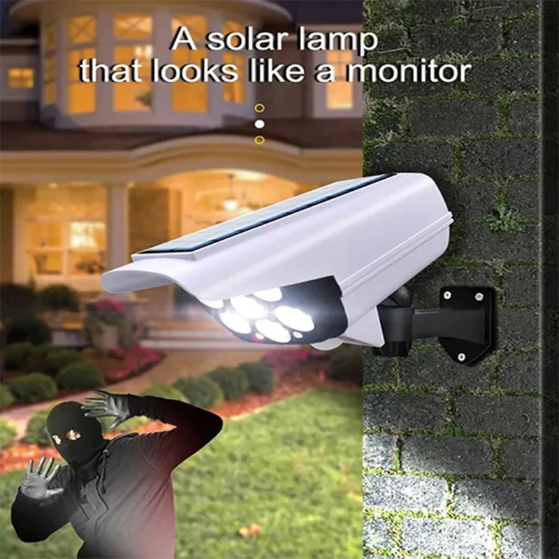 77LED Solar Motion Sensor Security Light Outdoor Dummy Camera Wireless Flood Light Waterproof Lamp For Home Garden,1/2/3PCS