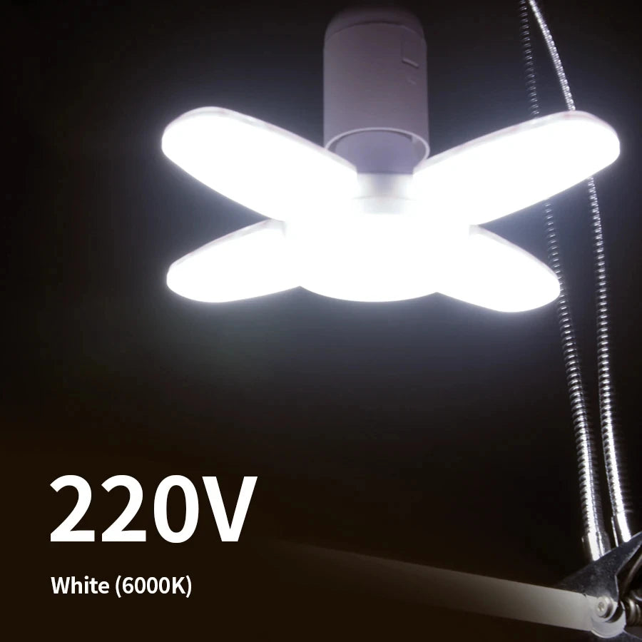 Foldable LED Garage Light Bulb | E27, 40 LEDs, 6500K White | For Kitchen | Indoor | Living Room | Attic Light