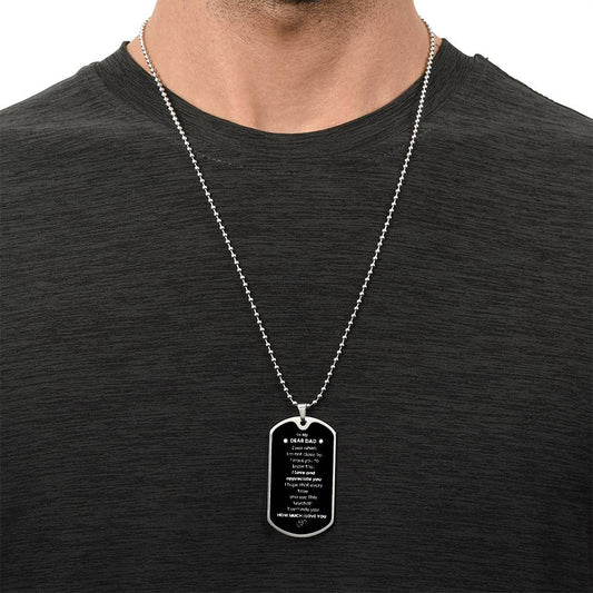 To  My Dad Dog Tag Keychain || Men Military Dog Tag Necklace Jewelry for Father's 's Day or  Birthday Gift  || Jewelry for Father  Dad  Pendant Necklace Key Chain Dog Tag Keychain
