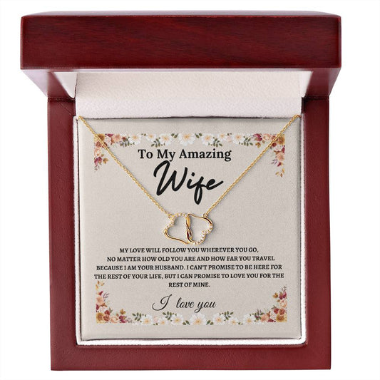 To My Amazing wife  Everlasting Love Necklace with On Demand Message Card , With Blessing Card Gift Box, Everlasting  Love  Necklace, Birthday Gift Valentine's Day Gift Christmas Gift
