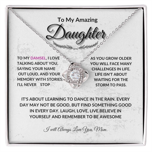 To My Daughter Gift || Love Knot Necklace || Birthday Gift || Christmas Gift || Valentine's Day Gift || Anniversary Day Gift With Blessing Card Gift Box