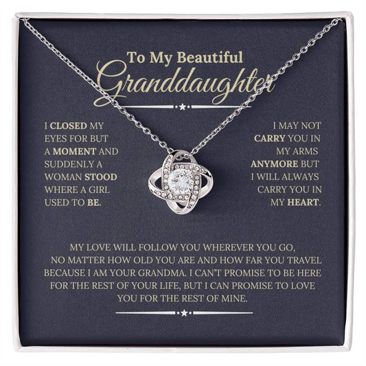 Love Knot Necklace  for my Granddaughter,  Card  Gift Box, Birthday Gift For My Dearest Daughter, and Granddaughter, Graduation Gift, Holiday Gift