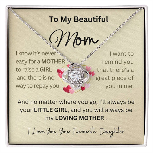 Happy Mother's Day || Love Knot Necklace  with On Demand Message Card || Mother Daughter Necklace, Mother's Day Gift, Daughter Gift, Jewelry for Mom, Anniversary Gift